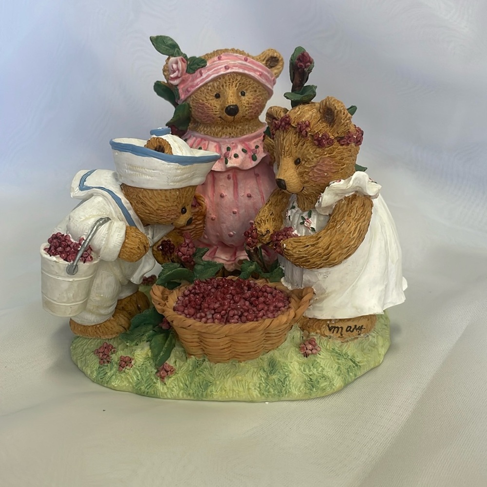 Two Cherished Teddies, 4” 3 Friend Bears and Berries Collectible & Lone Bear 3”